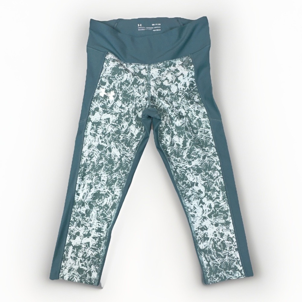 Under Armour Leggings Womens Small Heatgear Blue Compression Crop Gym Capri